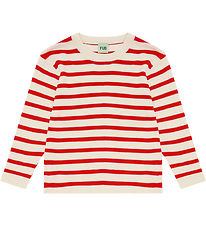 FUB Bluse - Strik - Ecru/Rødstribet
