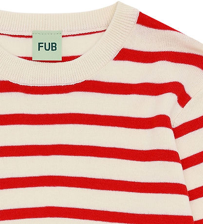 FUB Bluse - Strik - Ecru/Rødstribet