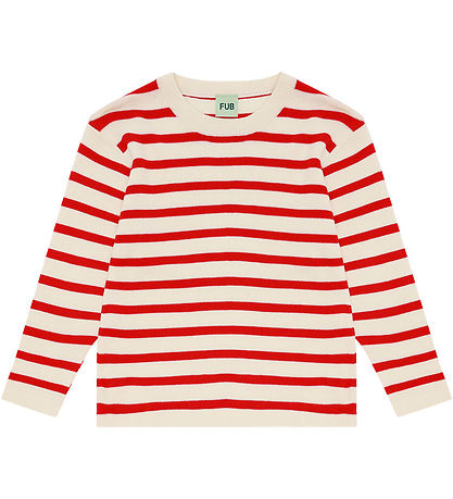 FUB Bluse - Strik - Ecru/Rødstribet