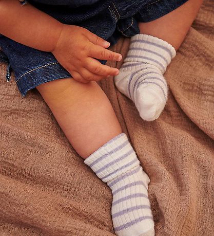 MP Strømper - Viskose/Bambus - Rib - Kallie - Lavender Sky