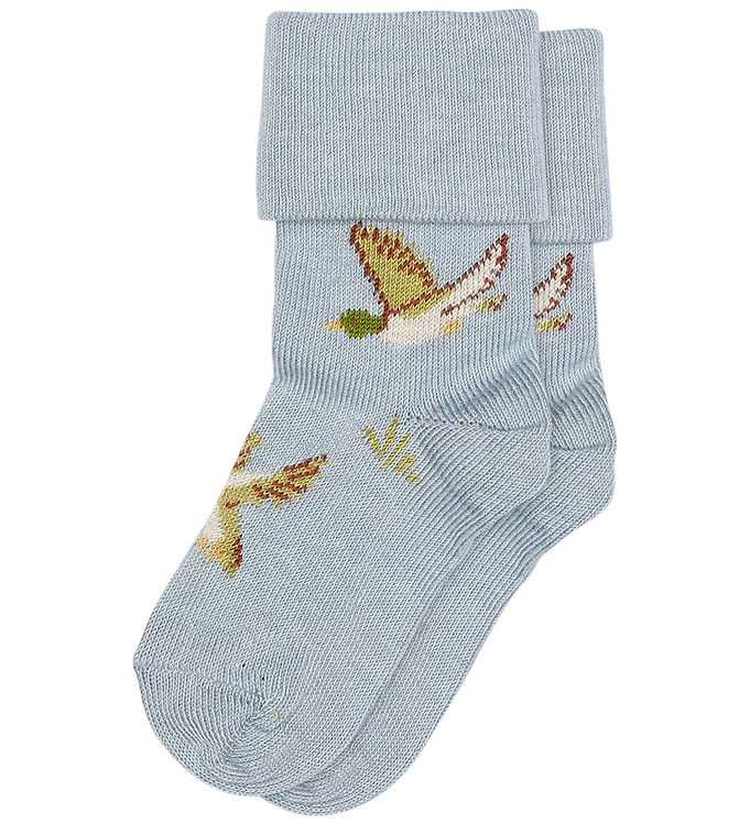 MP Strømper - Osvald - Dusty Blue m. Ænder