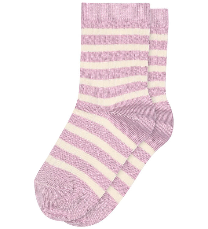 MP Strømper - Rib - Eli - Lupine m. Striber