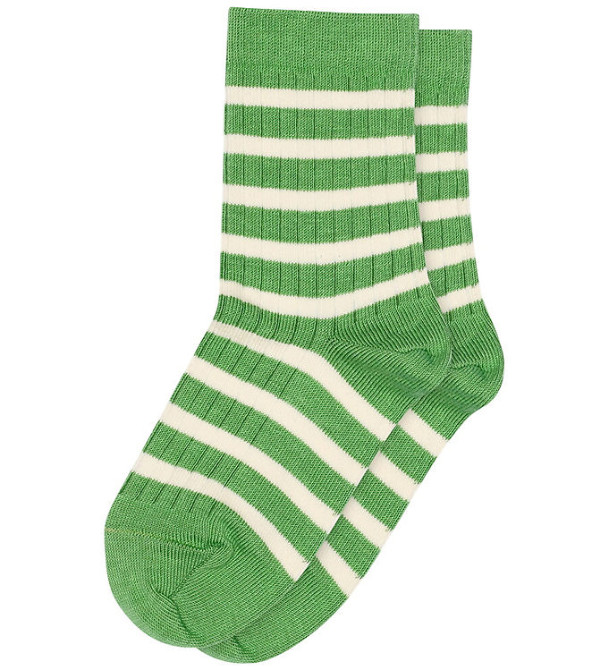 MP Strømper - Rib - Eli - Vibrant Green m. Striber
