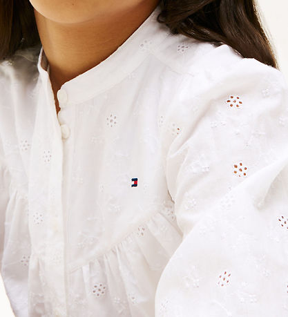 Tommy Hilfiger Bluse - Broderie Anglaise - Hvid