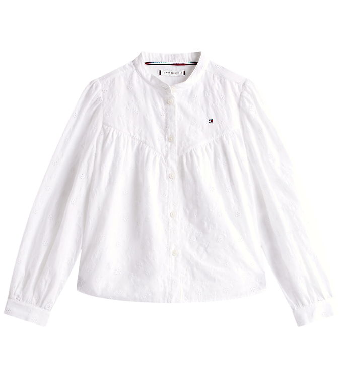 Tommy Hilfiger Bluse - Broderie Anglaise - Hvid