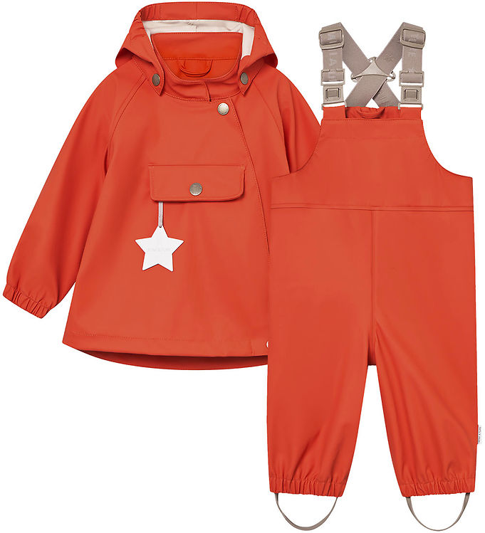 Mini A Ture Regntøj m. Seler - PU - MatWainis - Paprika Red
