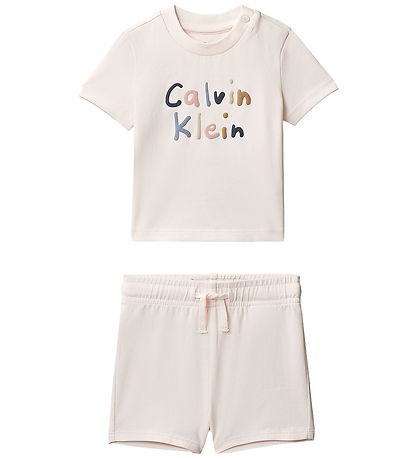 Calvin Klein Shortssæt - T-shirt/Shorts - Pearl