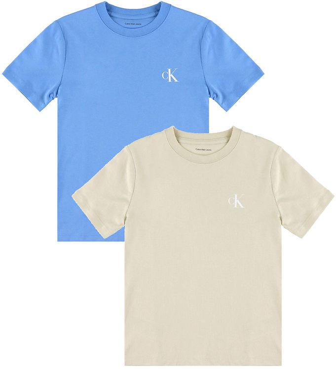 Calvin Klein T-shirt - 2-pak - Monogram - Oatmeal