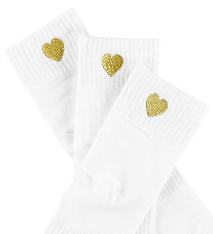 Kids Only Strømper - Tennis - KogTine - 3-pak - White/Gold Lurex