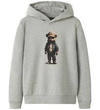 LMTD Hættetrøje - Sweat - NlmNamse - Light Grey Melange