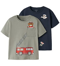 Name it T-shirt - 2-Pak - NmmVilian - Shadow/Navy Blazer