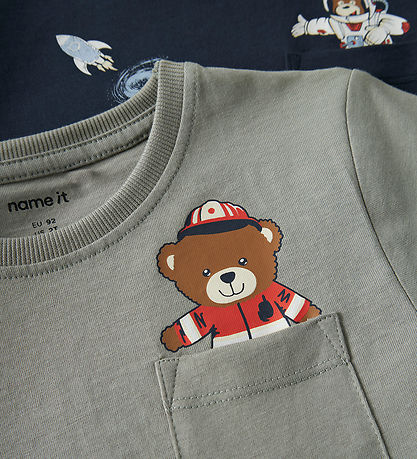 Name it T-shirt - 2-Pak - NmmVilian - Shadow/Navy Blazer