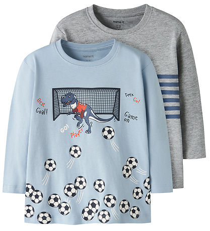 Name it Bluse - 2-Pak - NmmVilasse - Blue Fog/Grey Melange