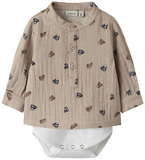 Name It Skjortebody l/æ - NbmDutty - Chateau Gray