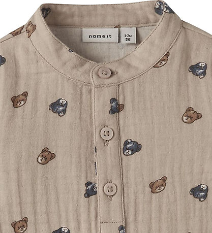 Name It Skjortebody l/æ - NbmDutty - Chateau Gray
