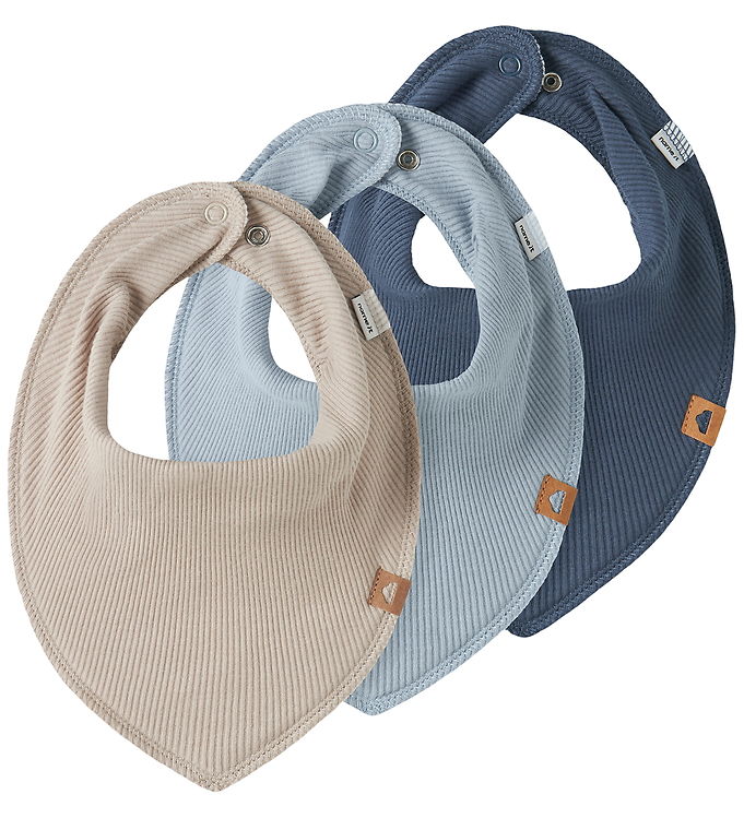 NAME IT 3-Pak Hagesmække Bib Blue Fog Chateau Gray/vintage Indigo