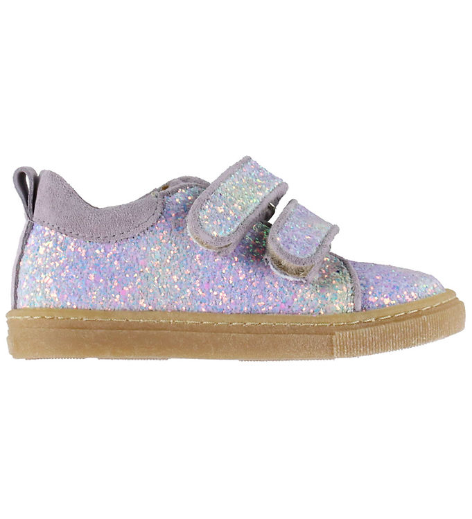Angulus Glitter Sneaker Unicorn Glitter Med Ruskindskanter Og Velcro - Str. 25