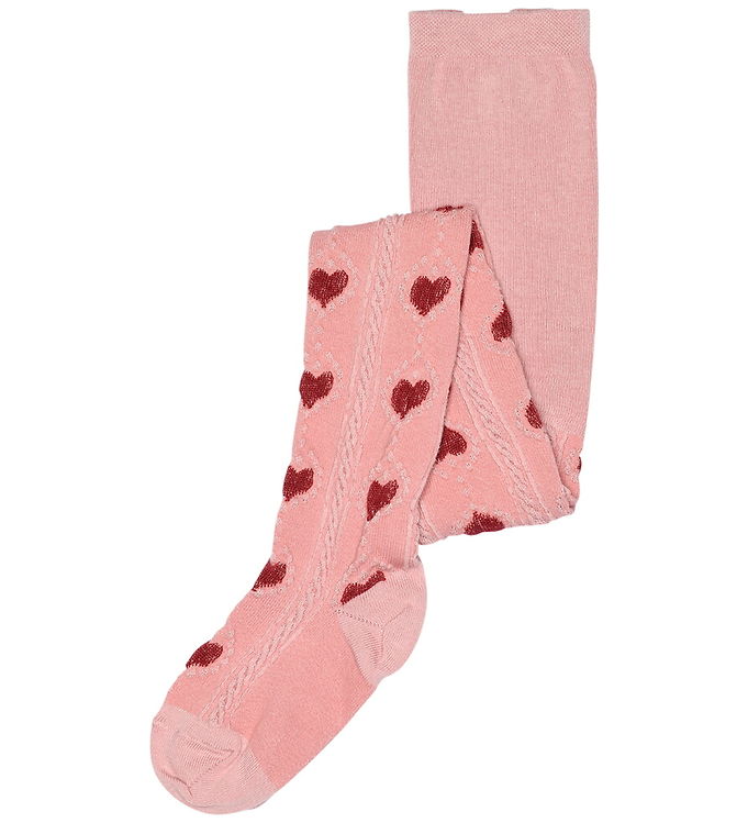MP Strømpebukser - Alvilda - Silver Pink m. Hulmønster billede