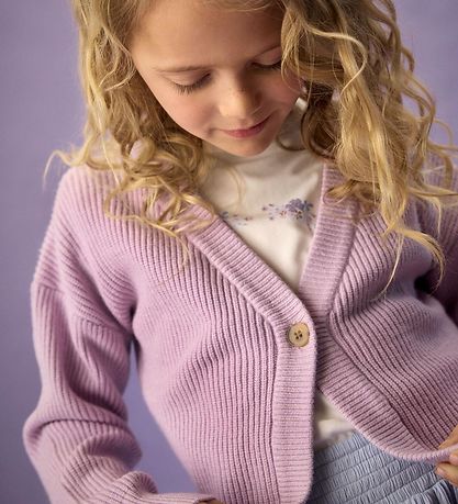 Creamie Cardigan - Strik/Rib - Lavender Frost