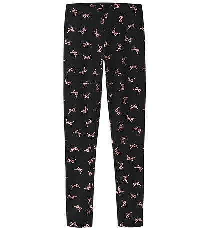 Name It Leggings - NkfVivian - Black/Small Bows AOP