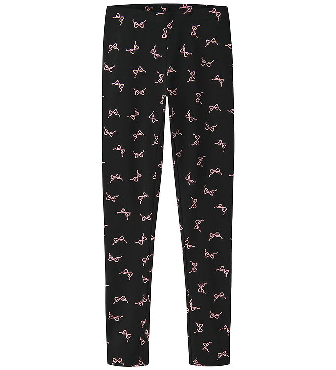 Name It Leggings - NkfVivian - Black/Small Bows AOP