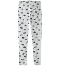 Name It Leggings - NkfVivian - Light Grey Melange/Flowers AOP