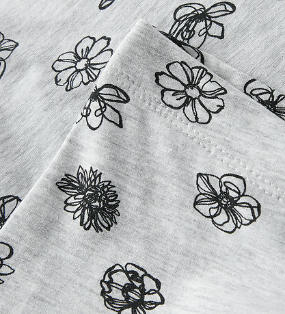 Name It Leggings - NkfVivian - Light Grey Melange/Flowers AOP