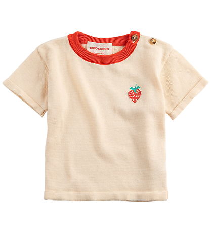 Bobo Choses T-Shirt - Strik - Pixel Strawberry - Offwhite