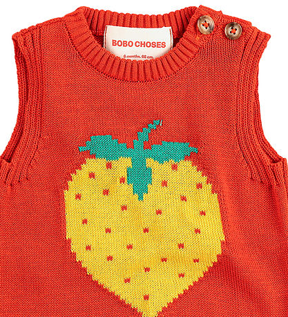 Bobo Choses Body u/æ - Strik - Pixel Strawberry - Rød