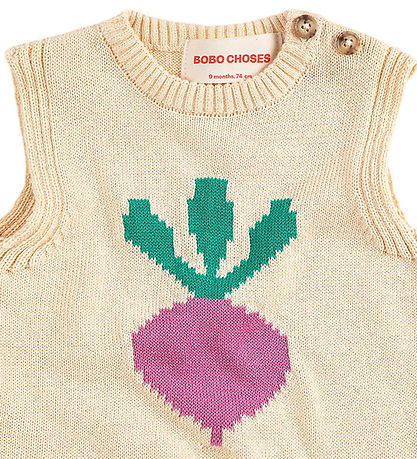 Bobo Choses Body u/æ - Strik - Pixel Sugar Beet - Offwhite
