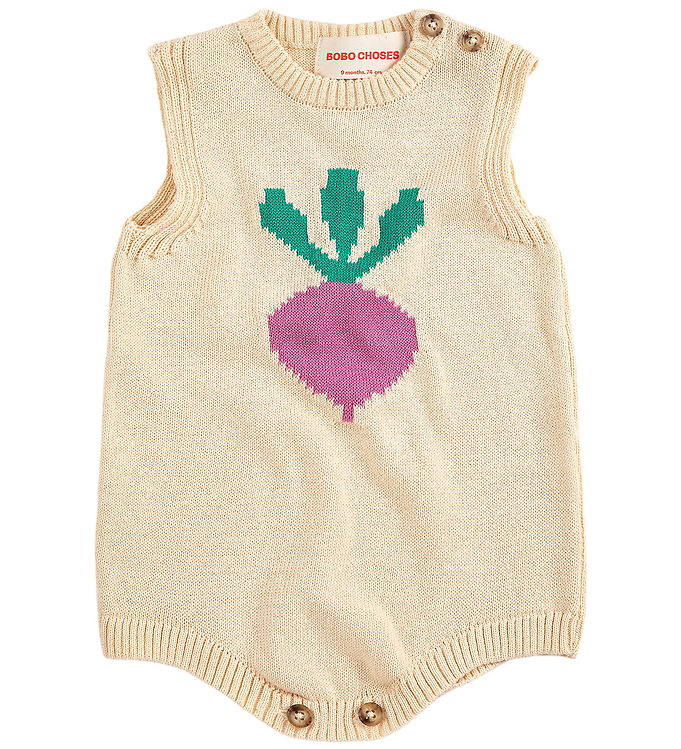 Bobo Choses Body u/æ - Strik - Pixel Sugar Beet - Offwhite