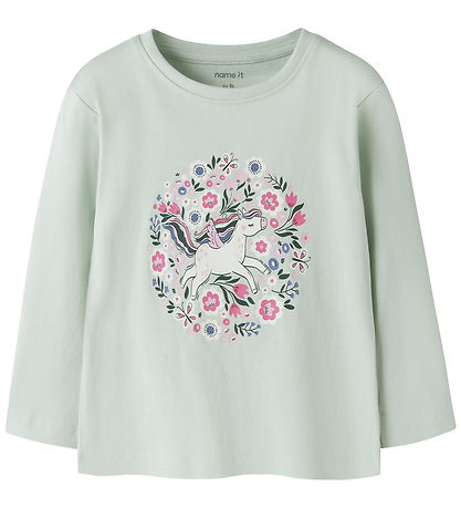 Name It Bluse - NmfVeen - Pale Aqua/Unicorn Flowers