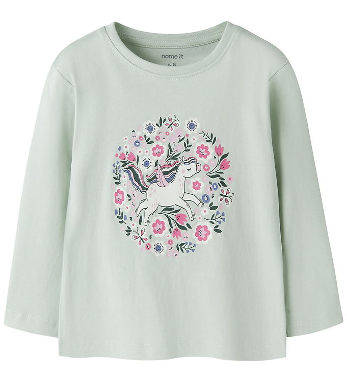Name It Bluse - NmfVeen - Pale Aqua/Unicorn Flowers