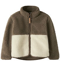 Lil' Atelier Fleecejakke - Teddy - NmmLajo - Turtledove/SHITAKE