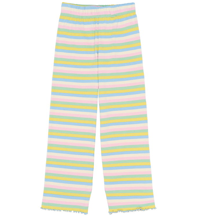 The New Rib Bukser Multi Striped Med Brede Ben Og Flæsekant - Str. 11-12y 146/152cm