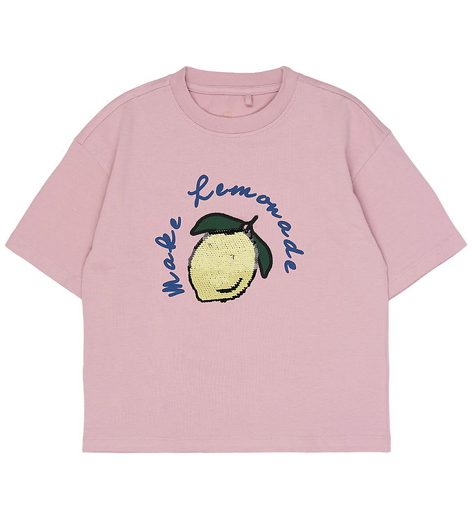 The New T-shirt - TnShannet - Silver Pink m. Palietter