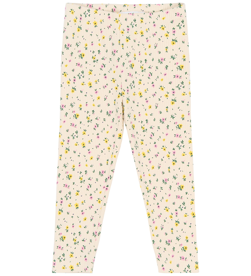 The New Siblings Leggings - Rib - TnstSelma - Gardenie m. Blume - The New - 5 Jahre (110) - Leggings