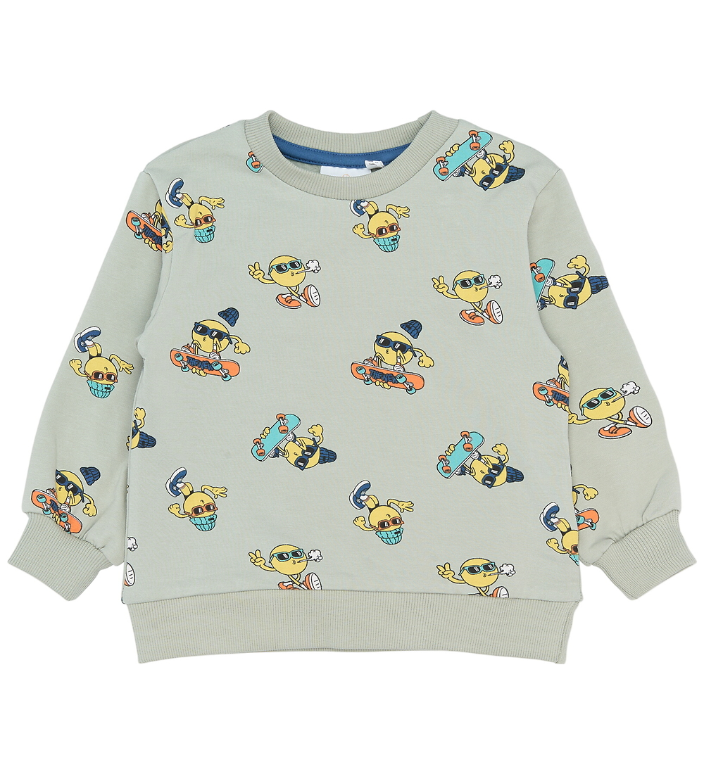 The New Siblings Sweatshirt - TnstSantiago - Aqua Grau m. Print - The New - 4 Jahre (104) - Sweatshirts