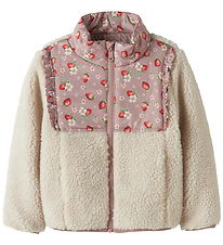 Name It Fleecejakke - NmfMinna - Whitecap Gray/STRAWBERRY