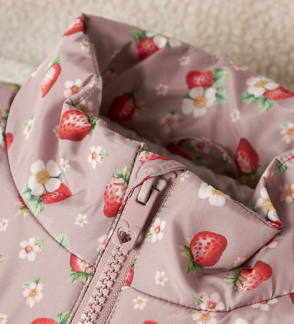 Name It Fleecejakke - NmfMinna - Whitecap Gray/STRAWBERRY