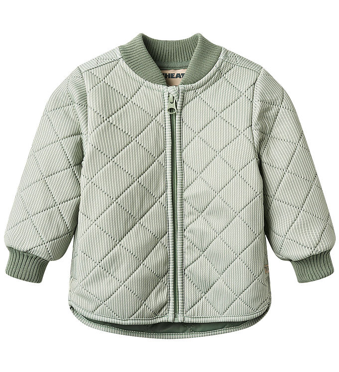 Wheat Loui Termojakke Green Stripe Med Ribkanter - Str. 1.5y 86cm
