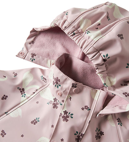 Name It Regndragt m. Fleece - PU - NmfDry10 - Keepsake Lilac/Swa