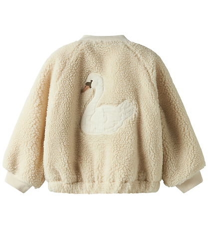 Lil' Atelier Bomberjakke - Teddy - NmnLajo - Turtledove/Swan