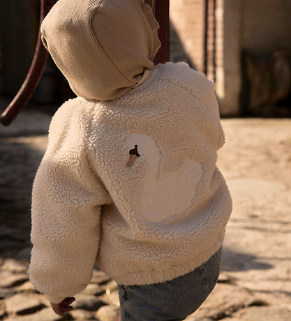 Lil' Atelier Bomberjakke - Teddy - NmnLajo - Turtledove/Swan