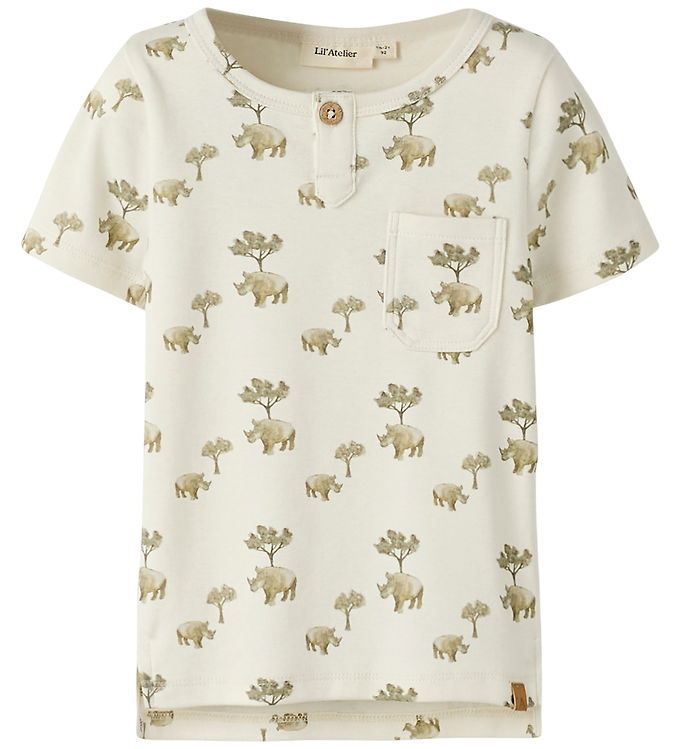 Lil' Atelier T-shirt - NmmLayo - Slim - Coconut Milk/Rhino