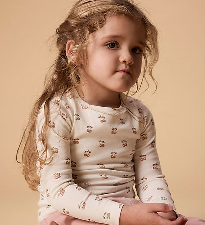 Lil Atelier Bluse - NmfLayo - Slim - Coconut Milk/Cherry