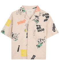 Billieblush Skjorte - Hør/Bomuld - Ivory m. Print