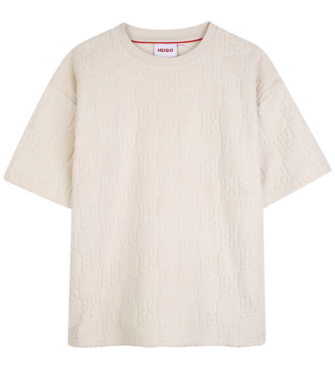 HUGO T-shirt - Frotté - Off White m. Tern