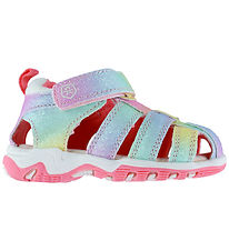 Color Kids Sandals w. Velcro - Pink Lemonade w. Glitter