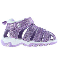 Color Kids Sandals w. Velcro - Orchid Bloom w. Glitter